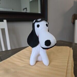 Vtg Peanuts SNOOPY Flying Ace Red Baron Vinyl Stuffed Animal Toy Doll